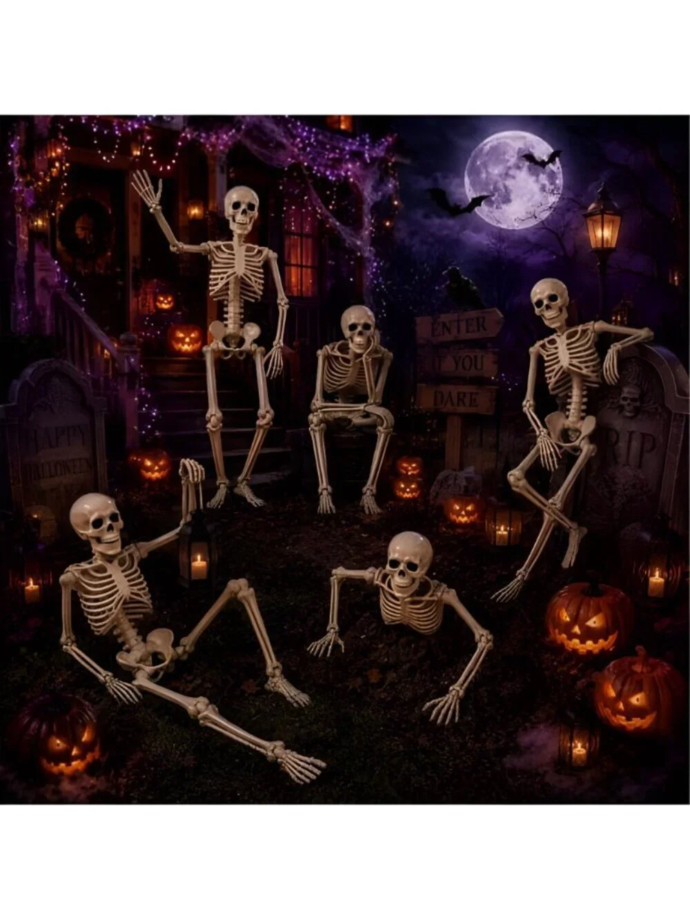 5.4 ft Posable Halloween Skeleton Decorations,Human Bones for Halloween Party